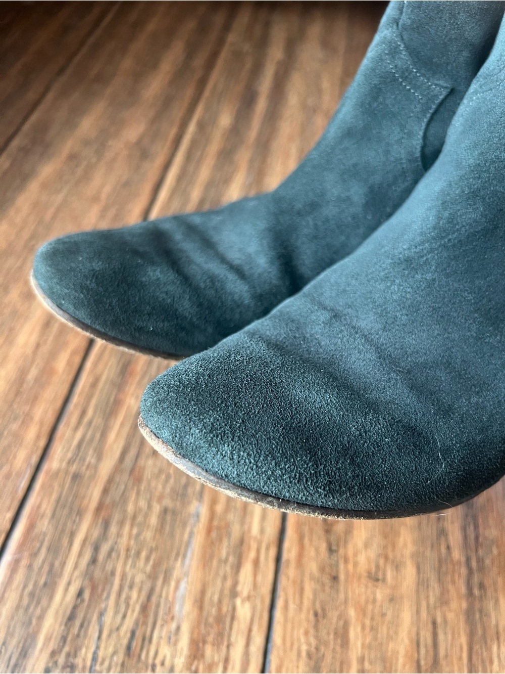 Isabel Marant Etoile Dicker Suede Leather Boots 10 Dark Green Western Round Toe - Picture 2 of 10